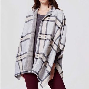 Loft Gray Plaid Cape Coat